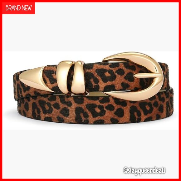 Leather Belt Gold Buckle Women\'s Fashion Belt for Jeans Dresses